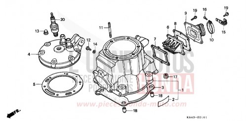 CYLINDRE/CULASSE (2) CR250RF de 1985